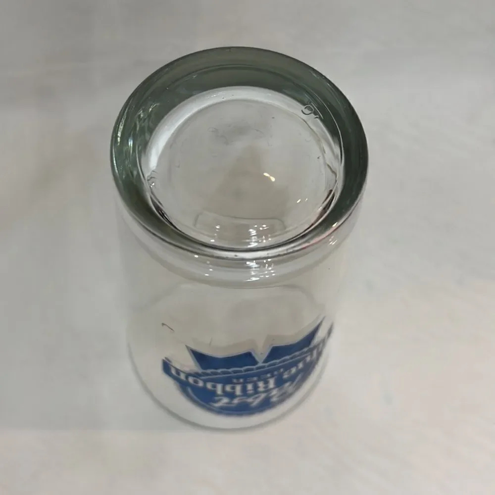 Pabst Blue Ribbon Beer Glass 16 Oz 6 In Tall Blue Bar Accessories 3 1/4 In Round